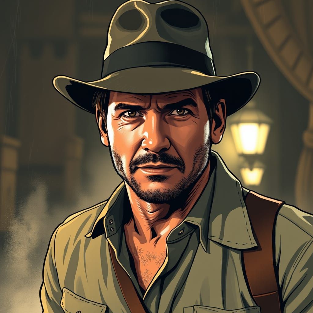 Indiana Jones in Manga Style by Kosuke Fujishima