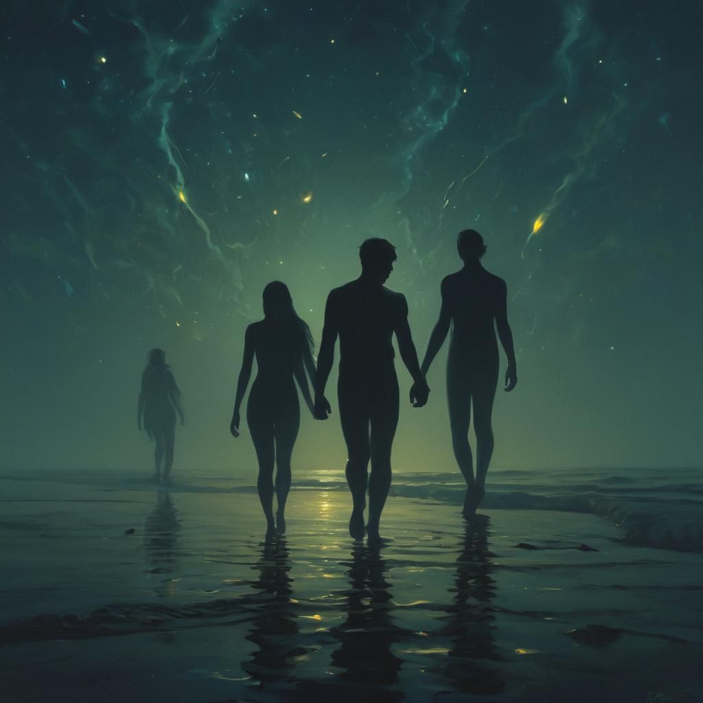 Bioluminescent Silhouettes in Dreamlike Night Glow