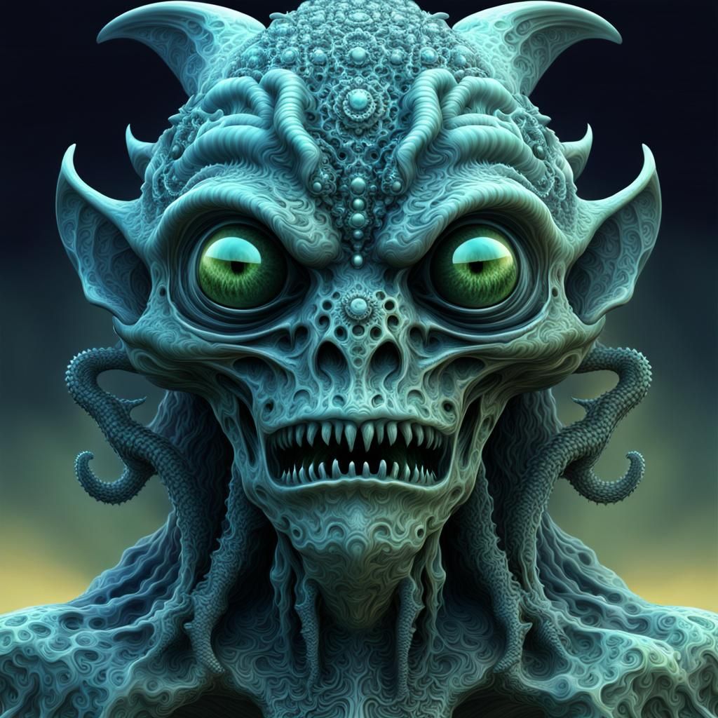 Two-Headed Alien Demon in Mandelbulb Fractal Style