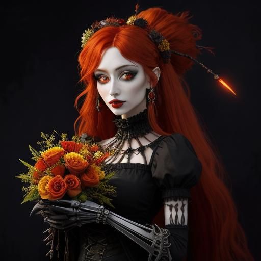 Biomechanical Redhead in Victorian Gothic Punk Style