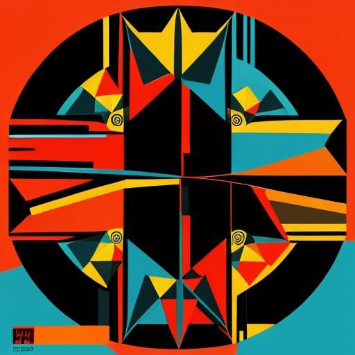 Geometric Bauhaus Pop Art Screen Print in 8k