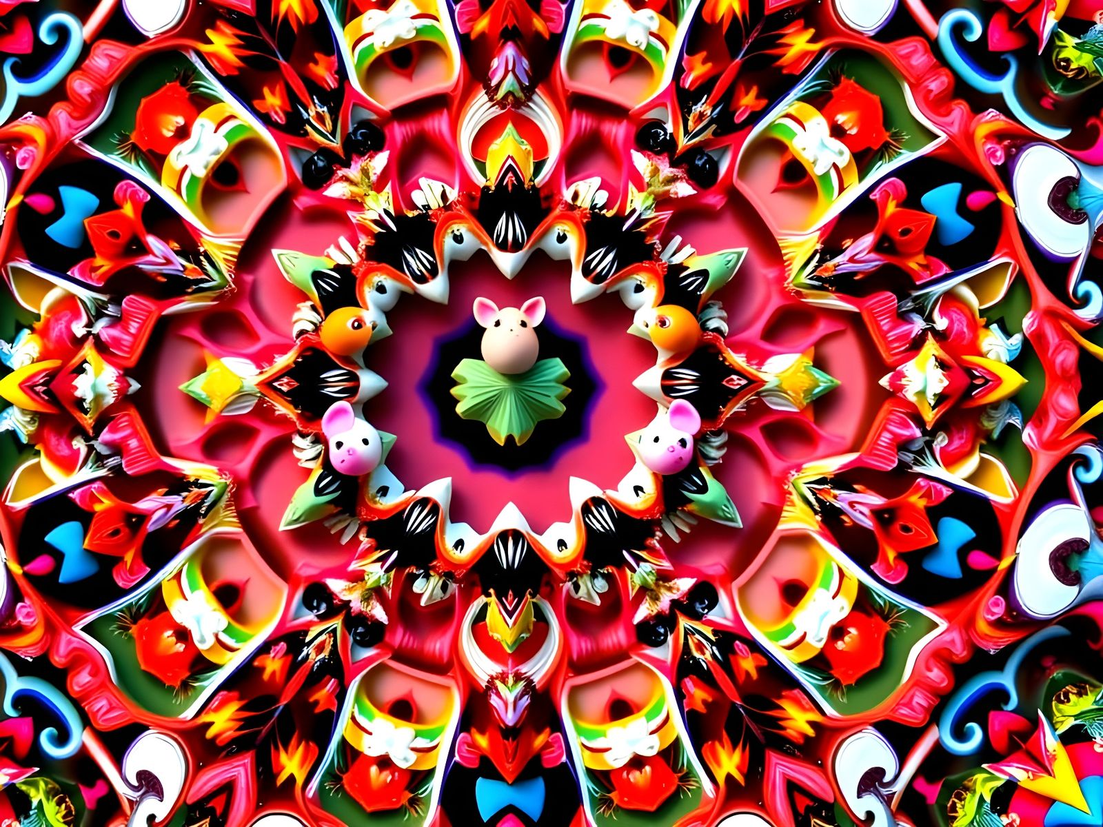 Kaleidoscopic Animal Figurine Fractal Art