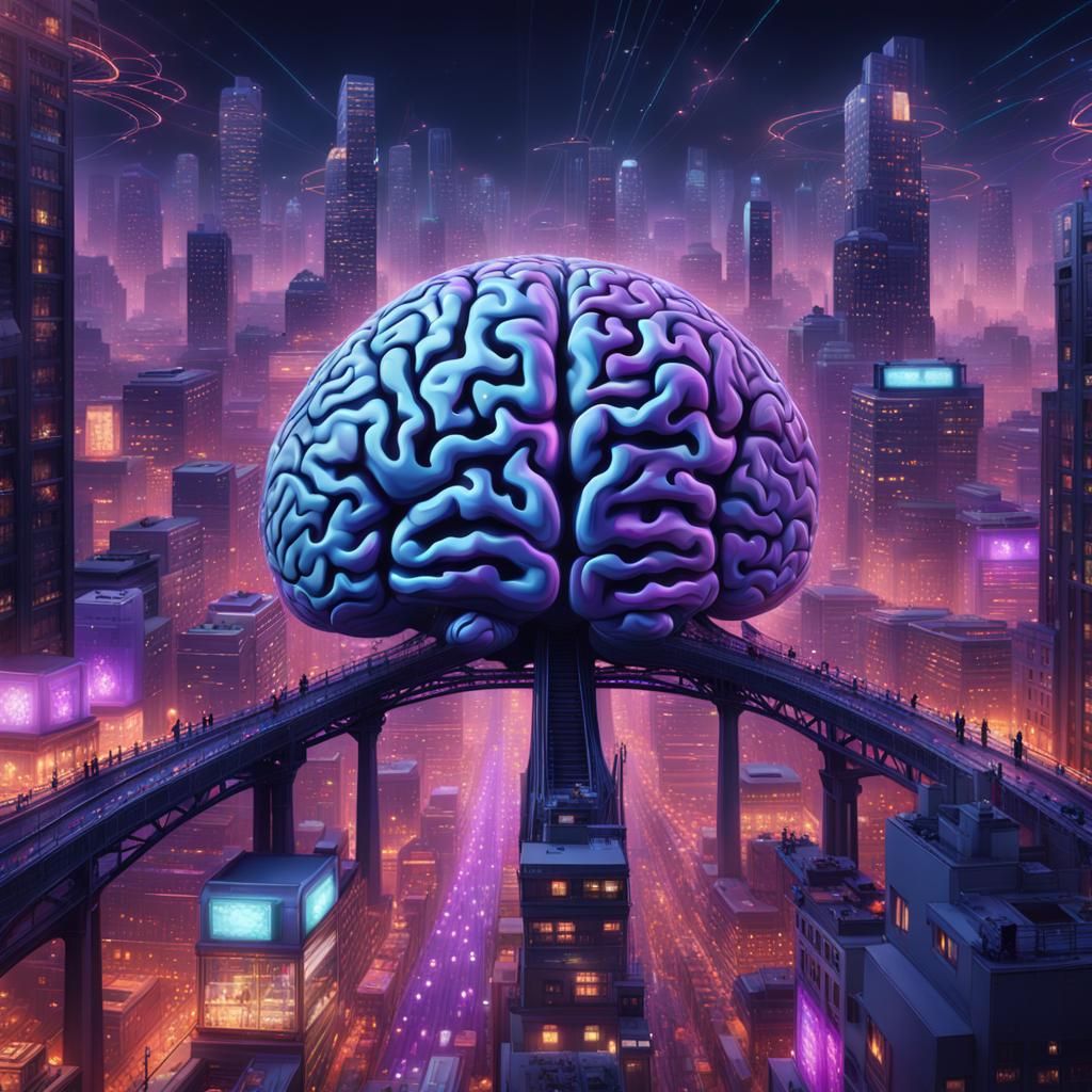 Brain Bridges: Vibrant Neural Network Concept Art
