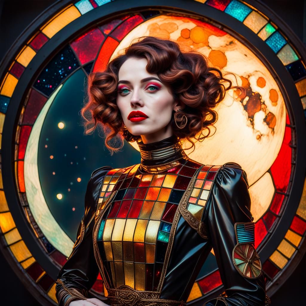 Retrofuturistic Astronaut in Art Nouveau Style