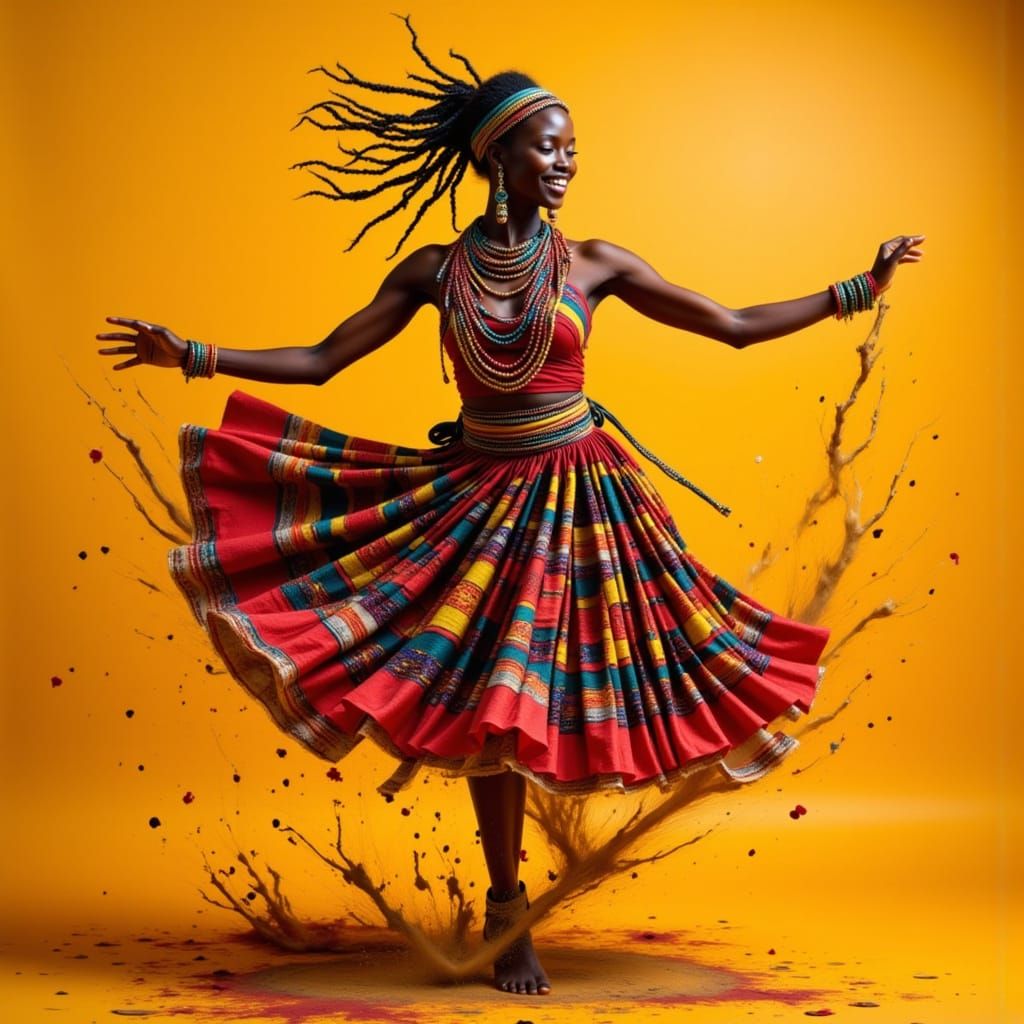 Kenyan Woman Performing Traditional Luo Dance