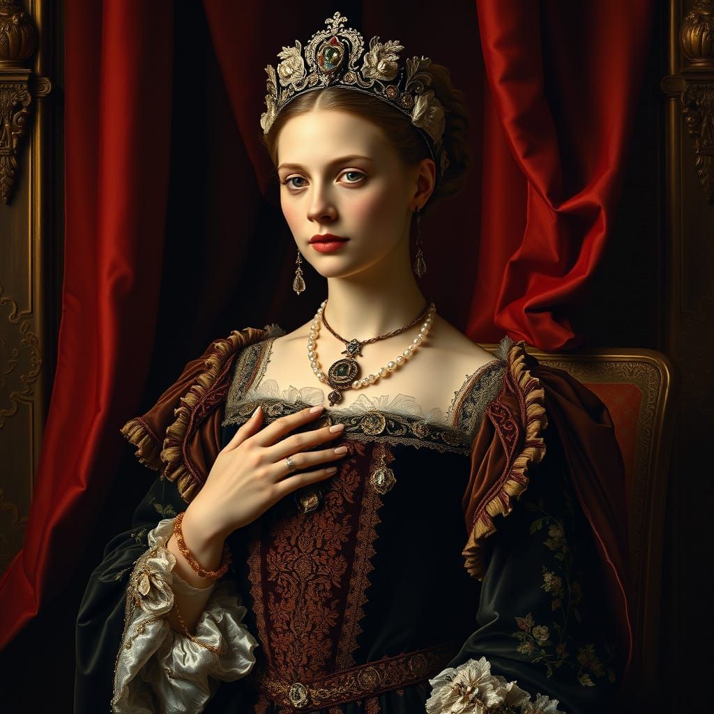 Portretul unei doamne superbe din epoca renascentista