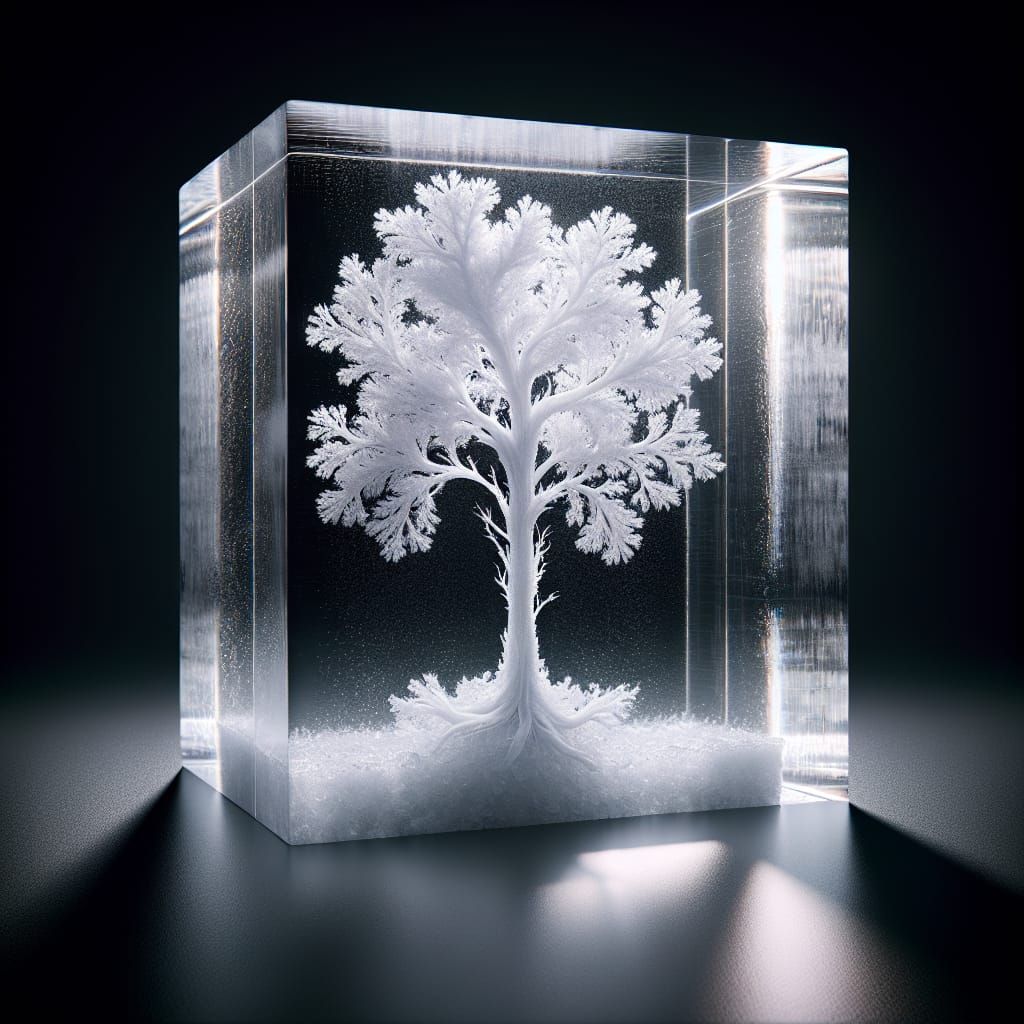 Ethereal White Tree Encased in Luminescent Resin