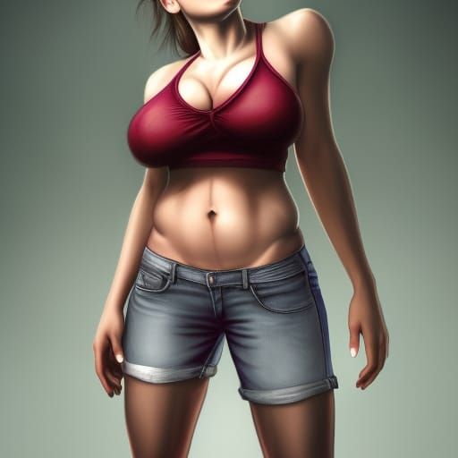 full portrait view of Ellie of the last of us, larging big hangingbreasts DDD, photorealism