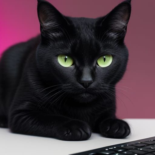 Black Cat Plays with Mouse: Hyper-Realistic Digital Art