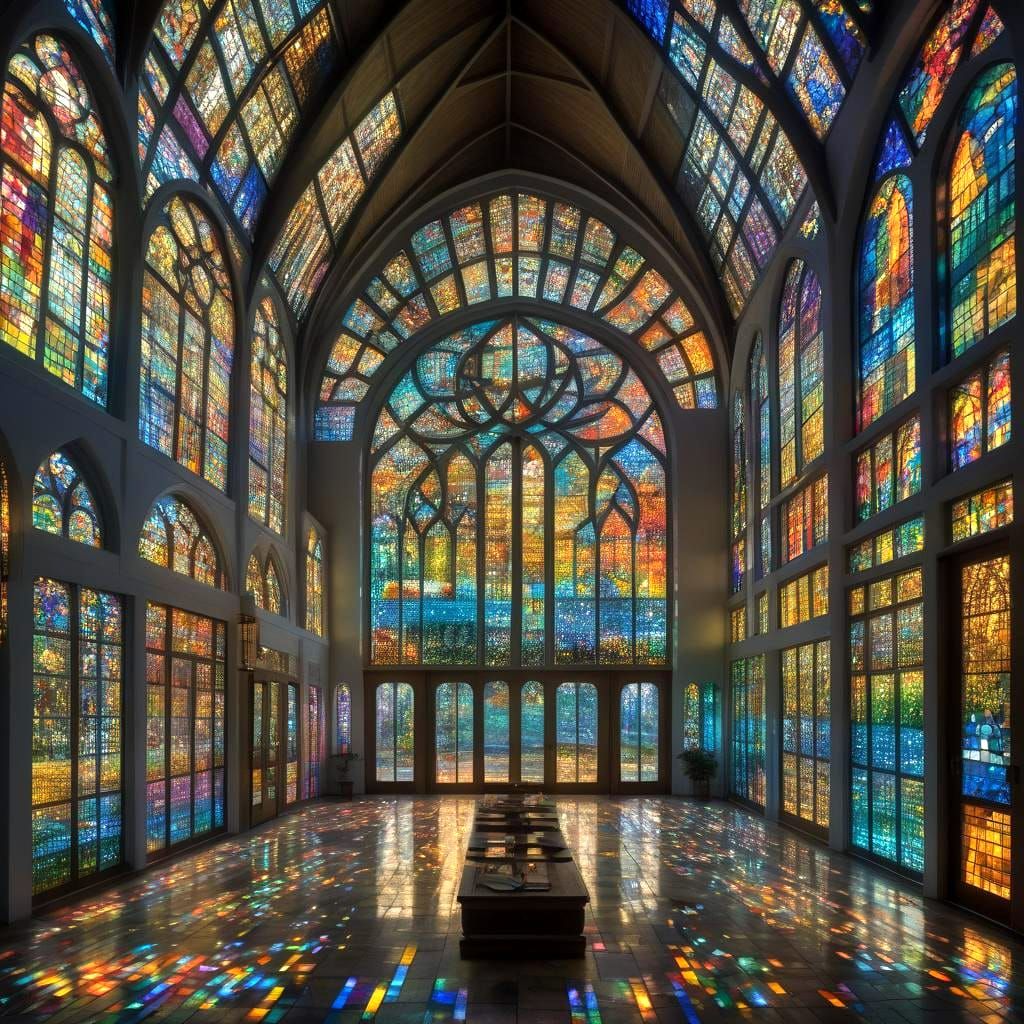 Majestic Glass Church in Lush Countryside