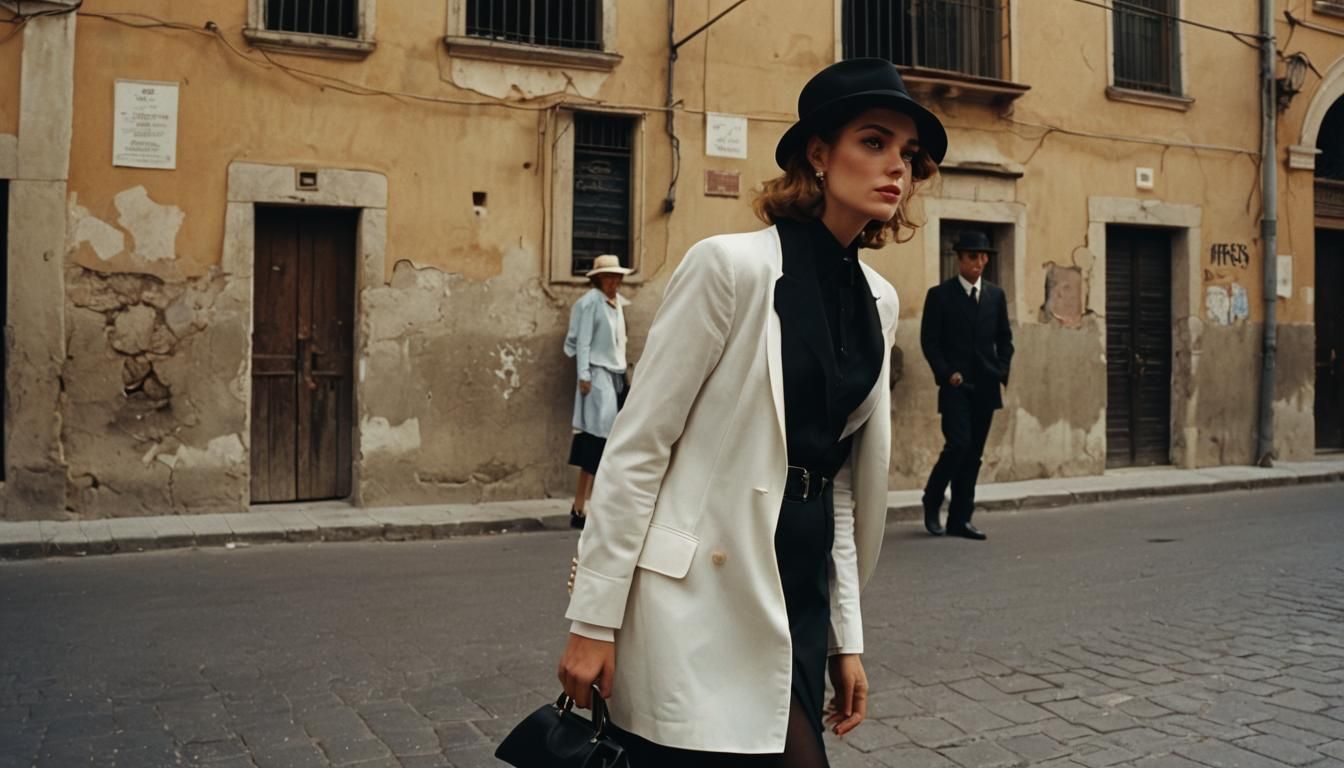 Mafia Girl in Palermo: A Cinematic Film Still