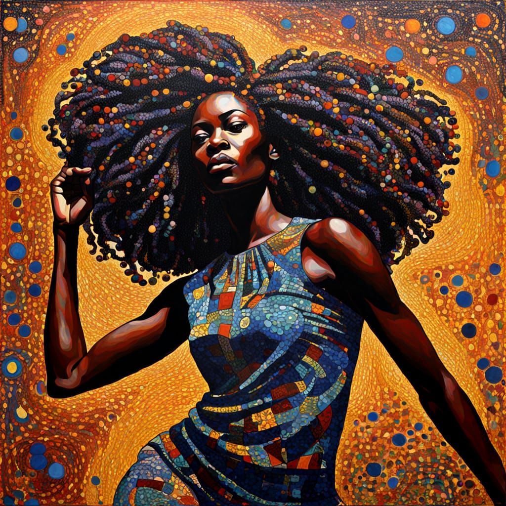 Surreal Beauty in Kinetic Pointillism Style