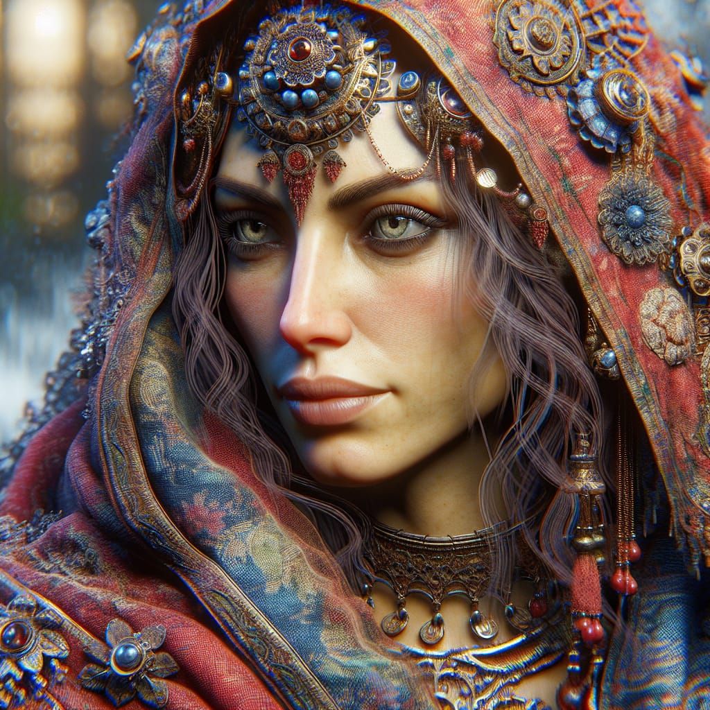 Italian woman in Indian dress