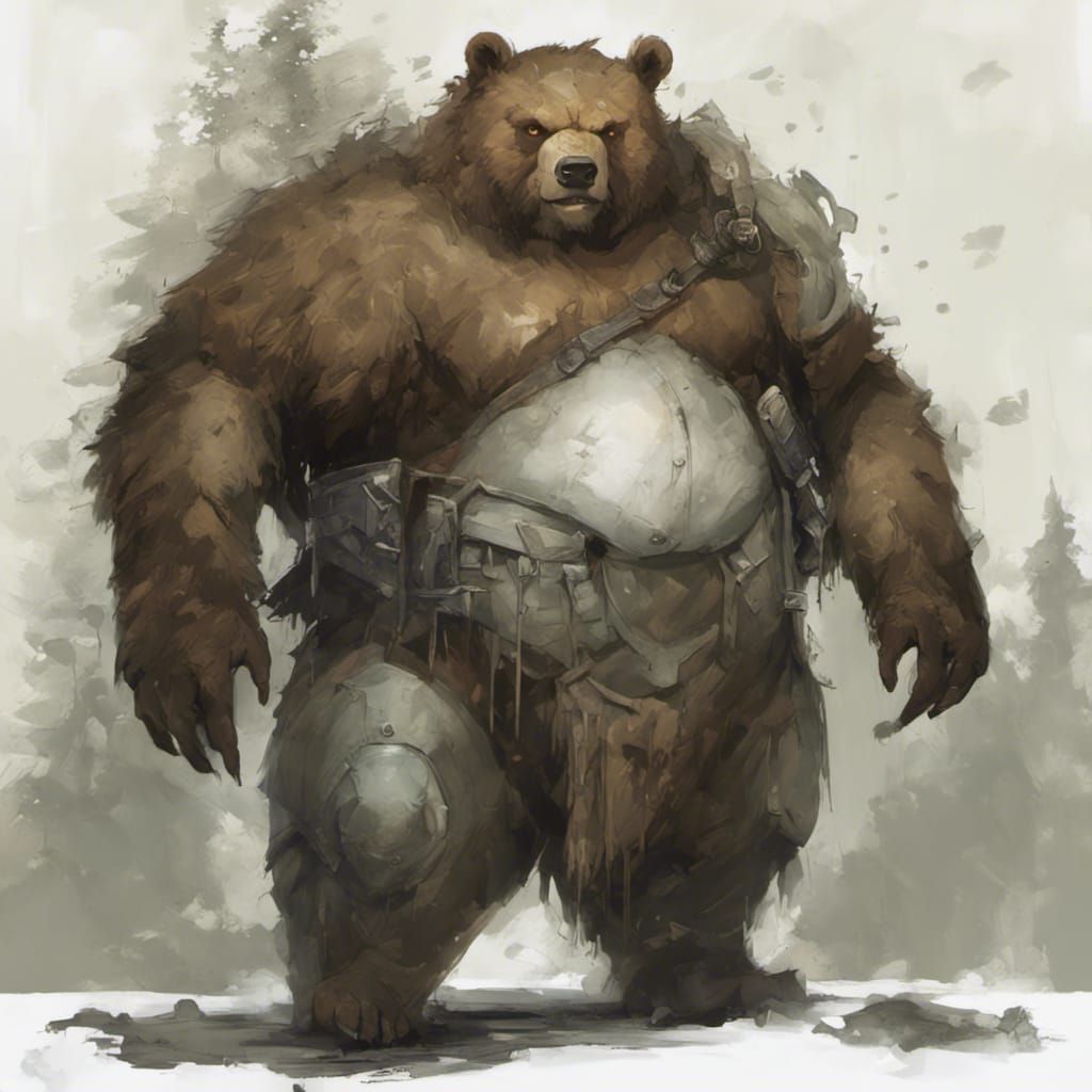 Armored Bear Knight in Wild Landscape