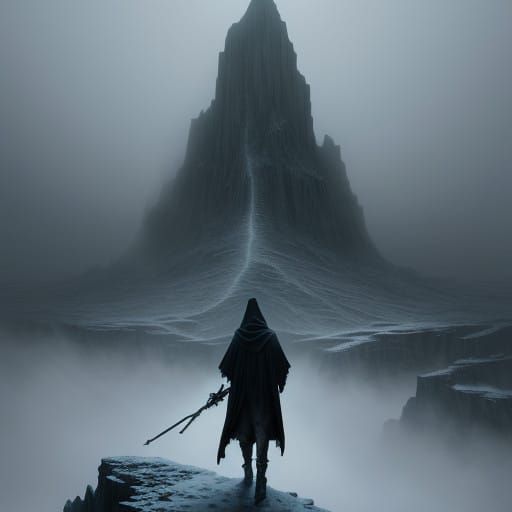 Dark Figure Stands at Edge of Forgotten Wasteland