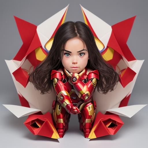 Origami Iron Man Child Fusion in 8K