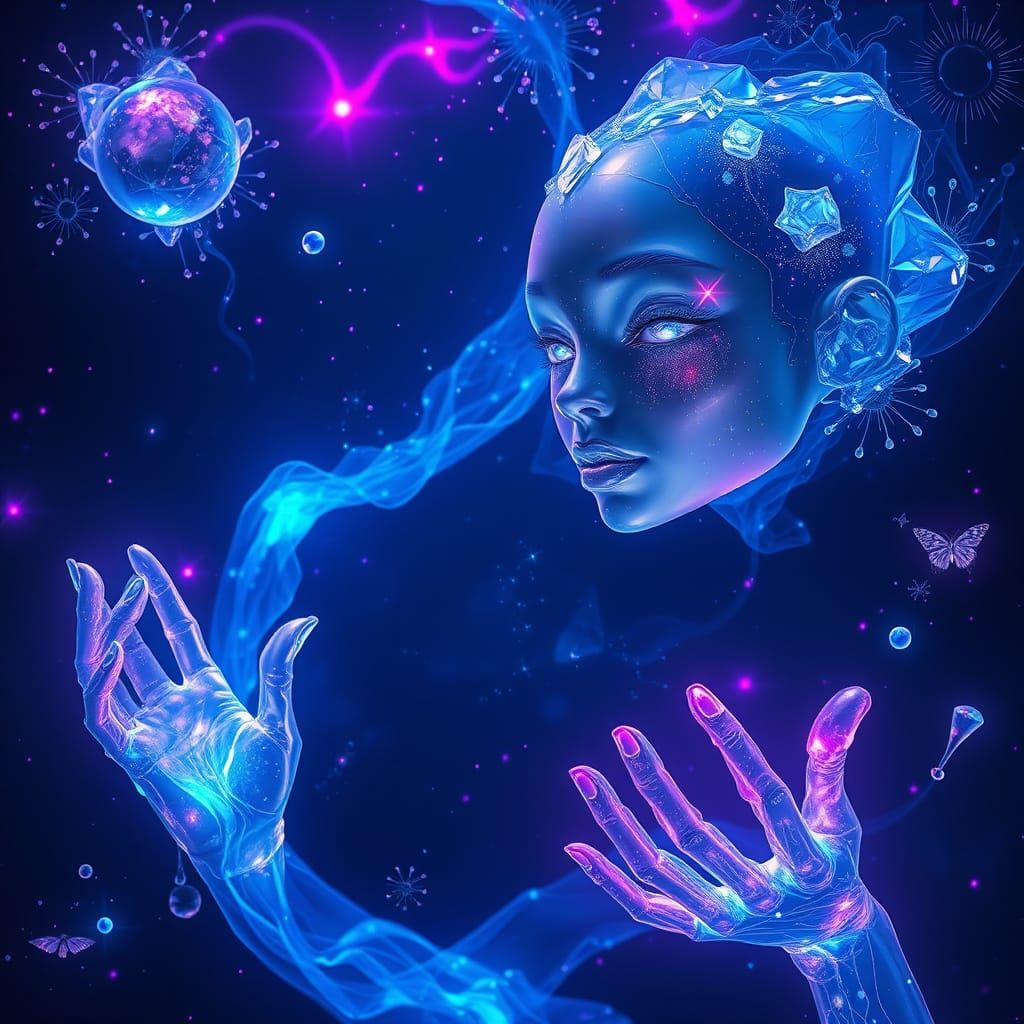 Ethereal Beings in Neon Void