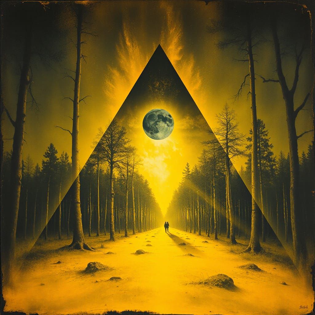 Triangle Portal to Another World in Surrealist Style
