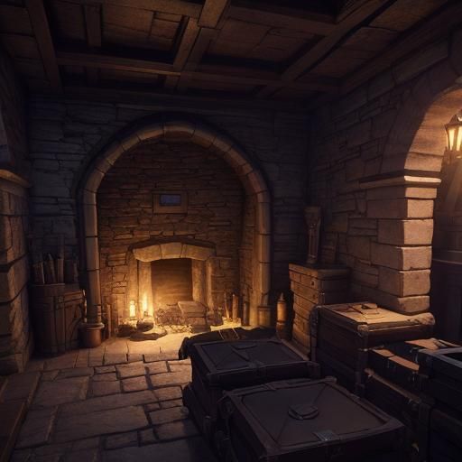 Fantasy Adventurers in Underground Vault: Detailed Matte Pai...