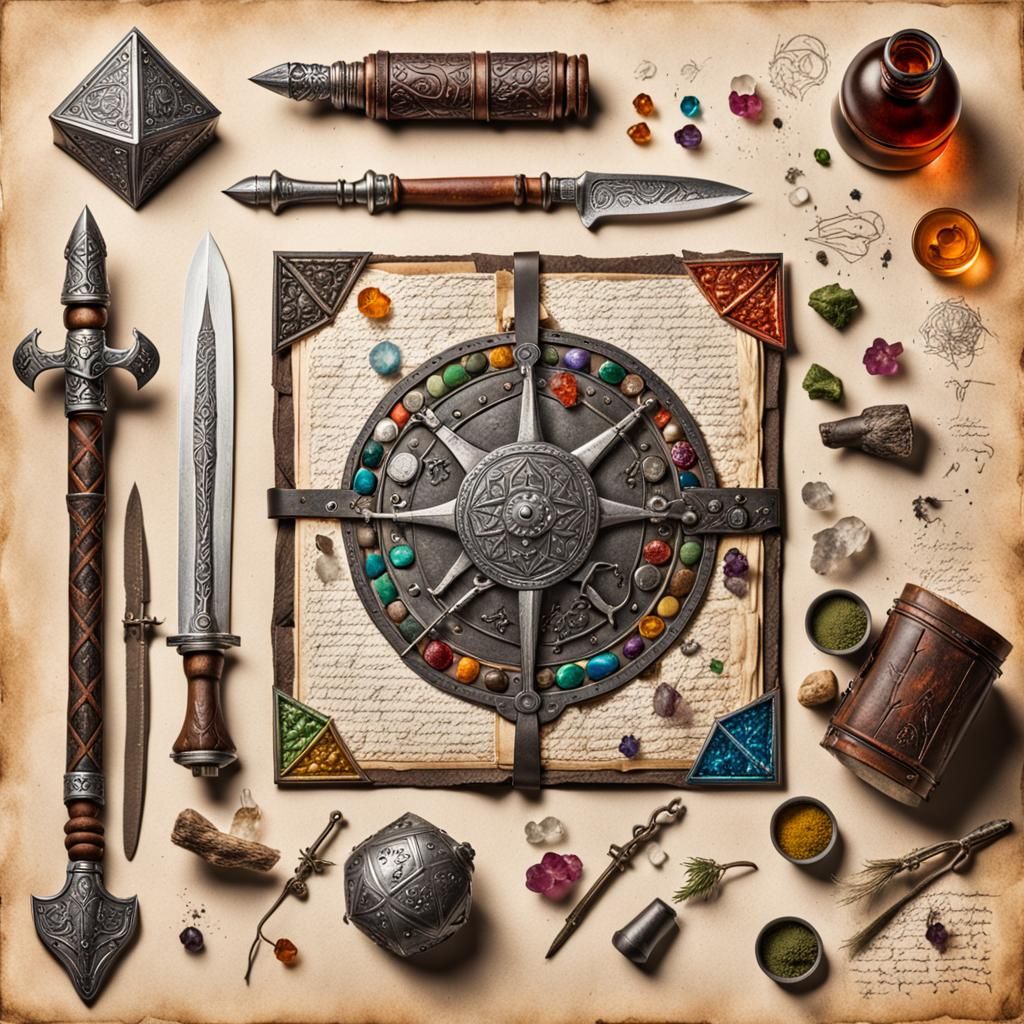 Witcher's Toolkit Knolling Layout: Fantasy Concept Art