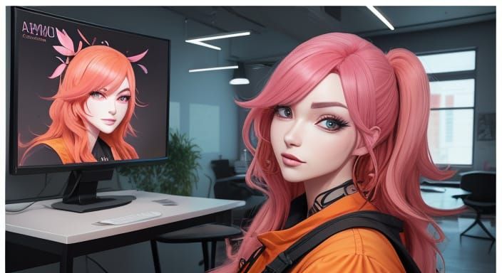 Surreal Anime-Inspired Scene with a Beautiful Pink Oxalis Pu...