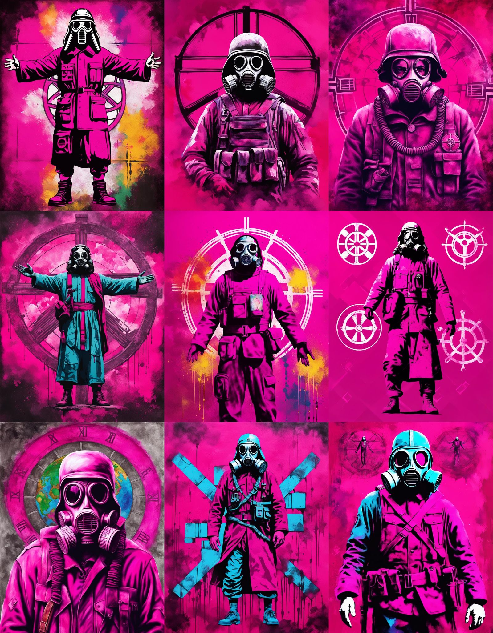 Surreal Fusion: Jesus in WWII Uniform, Spray Paint Art