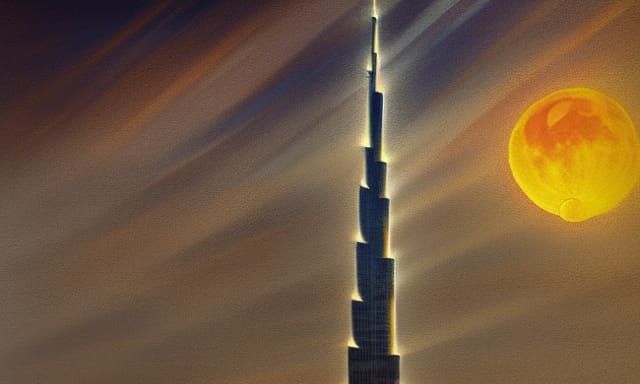 Dramatic Night View of Burj Khalifa in Hyperrealism