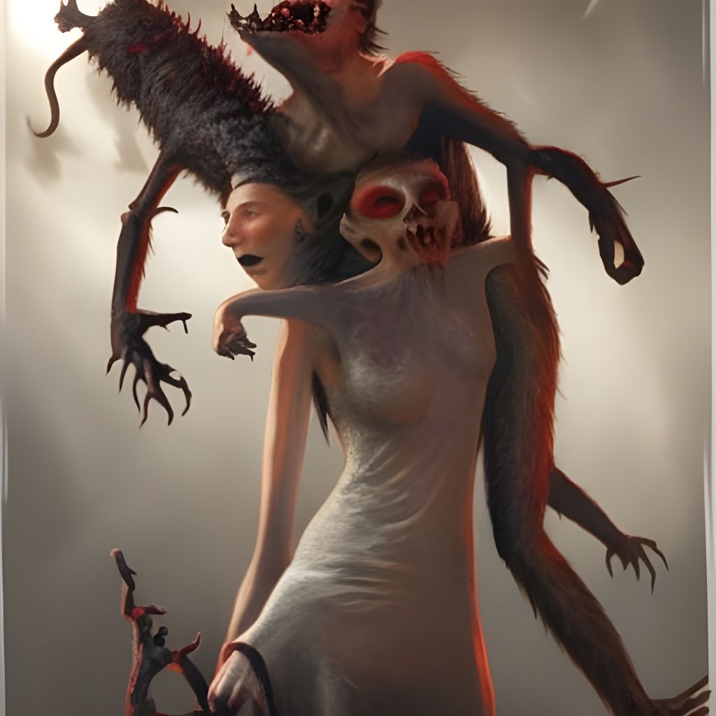 Rat boy and girl eat each other in hell