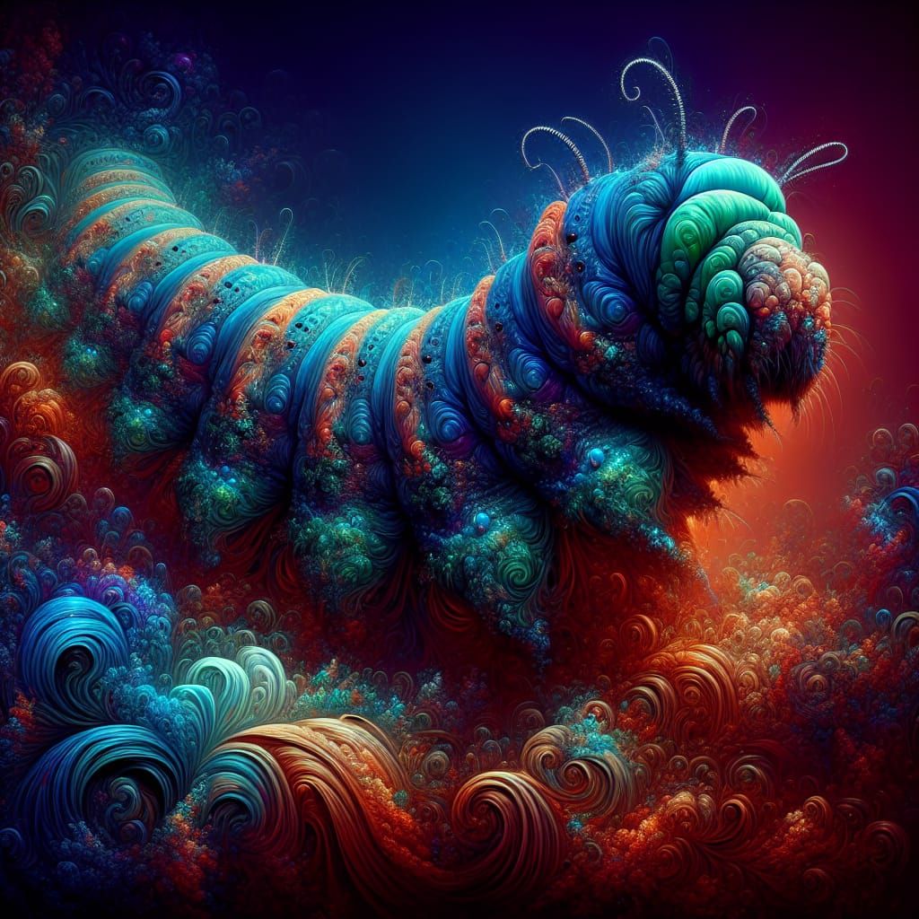 Fantastical Caterpillar Concept Art in Vibrant Colors