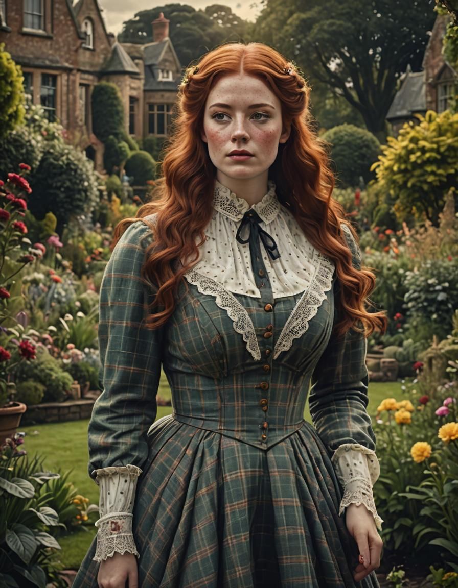 Victorian Woman in Garden: Epic Cinematic Digital Art