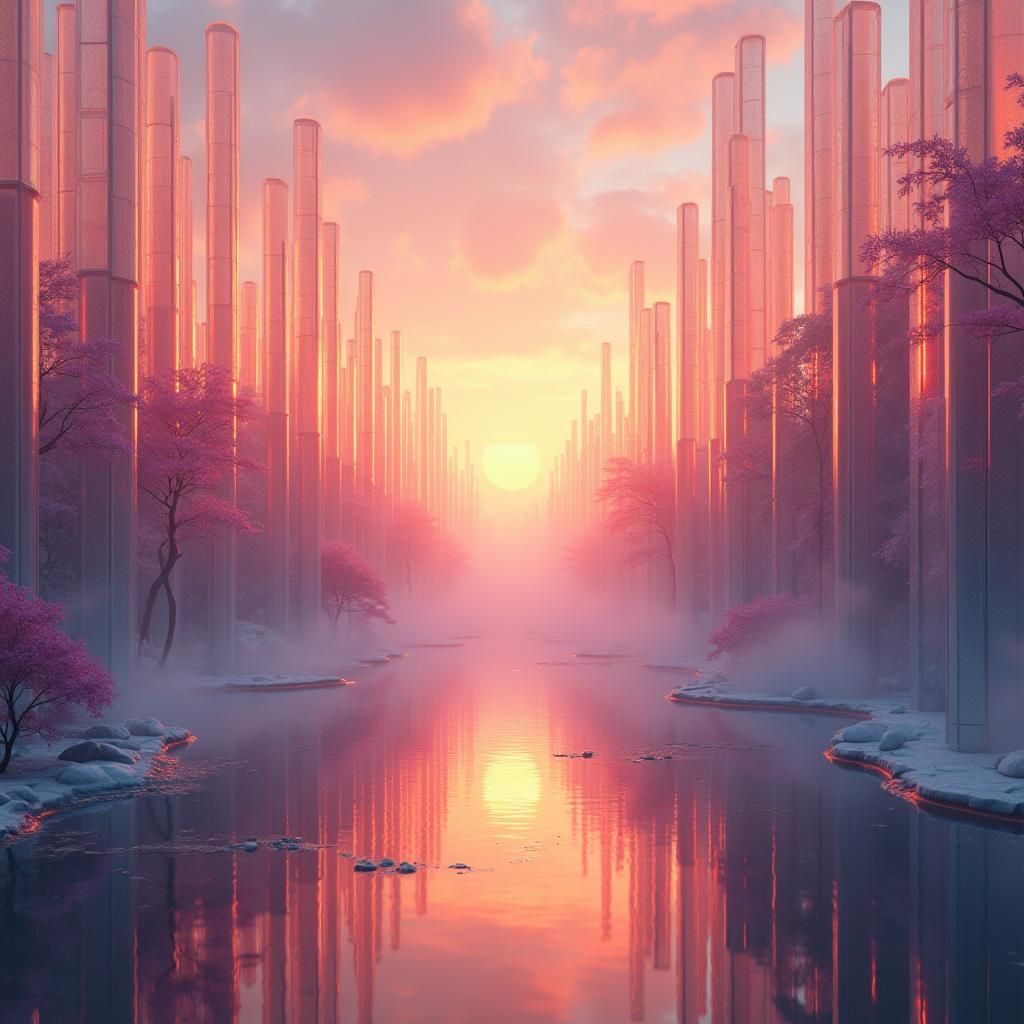 Glass City Sunset: A Fantasy Concept Art