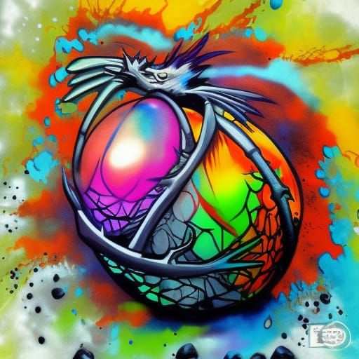 Colorful Dragon Eggs in Graffiti Street Art Style