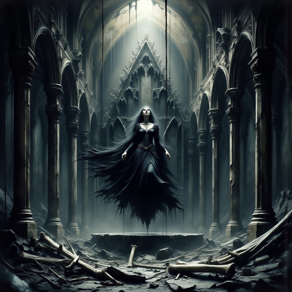 Cathedral Oracle of Bones in Dark Fantasy Style