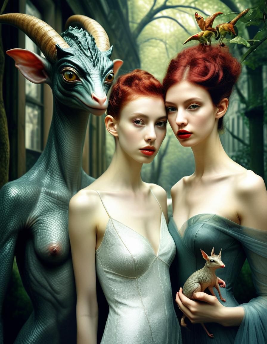 Hyperrealistic Alien-Human Gathering in Elegant City Home