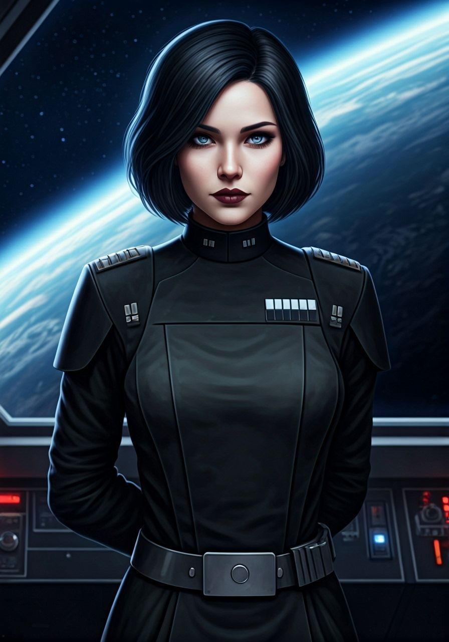 Female Star Wars Officer on Spaceship Bridge