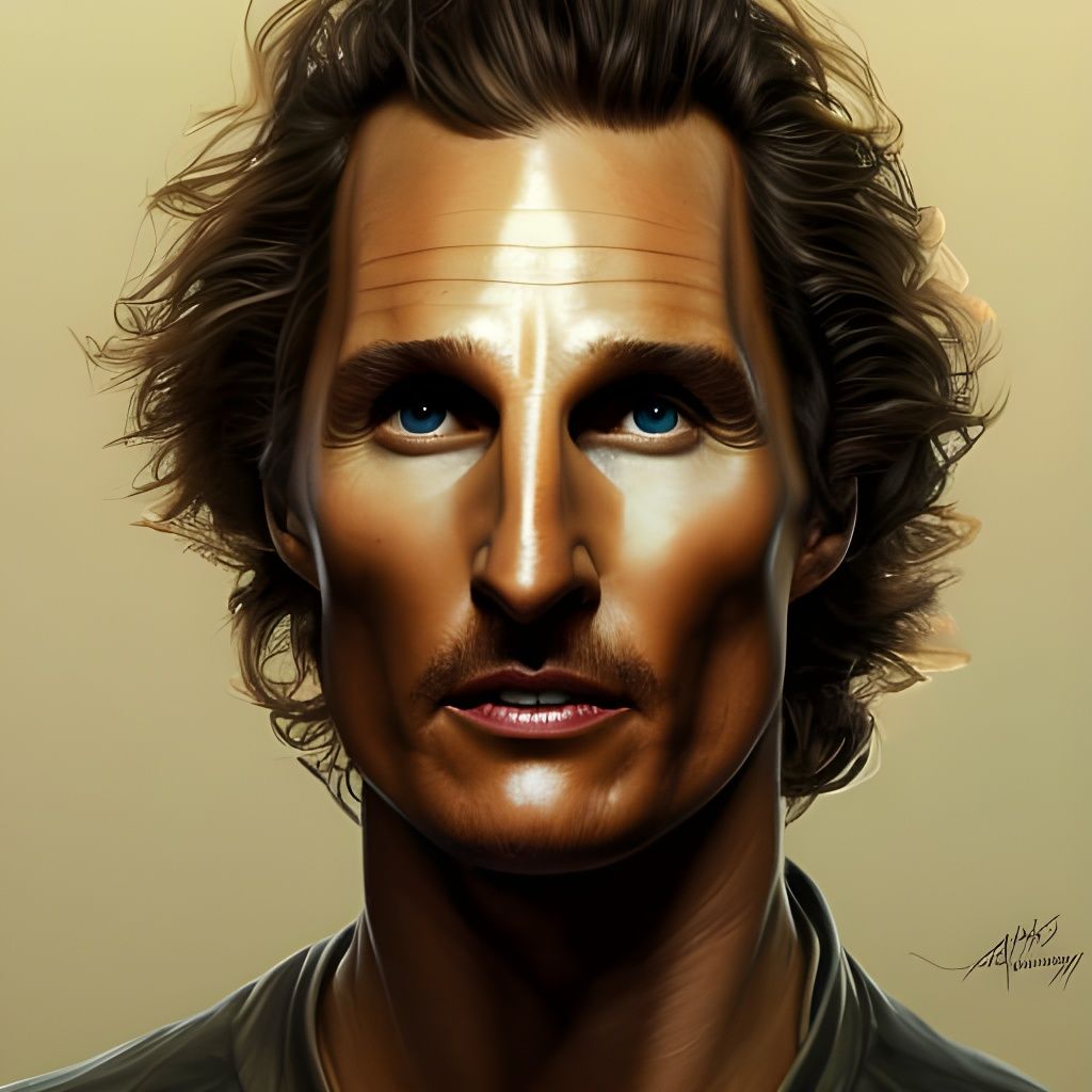 Alien Matthew McConaughey Portrait in Hyperdetailed Style