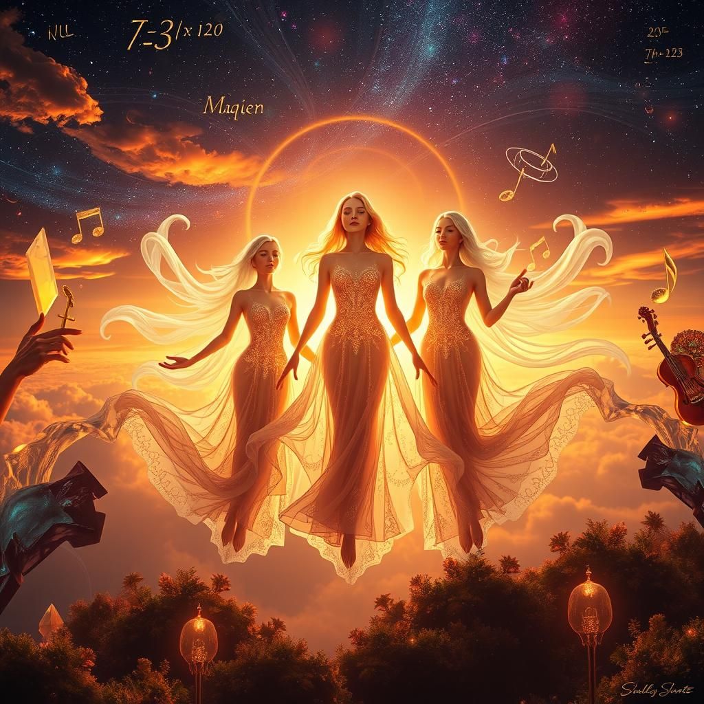 Ethereal Friends in Art Deco Dreamscape