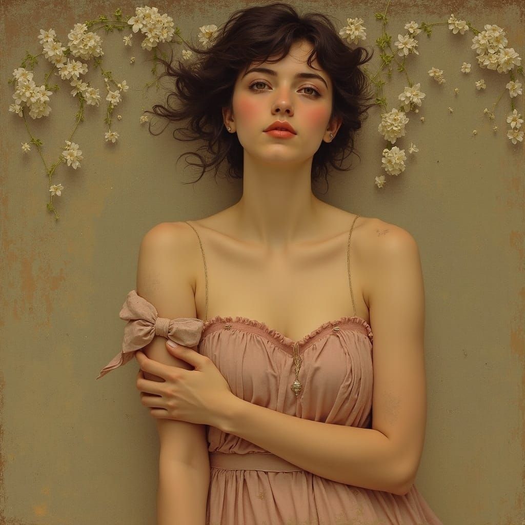 Elegant Woman Portrait in Art Nouveau Style