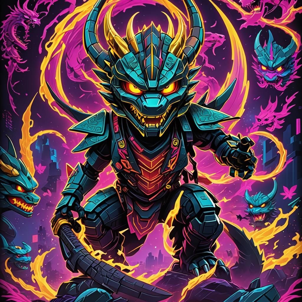 Synthwave Ninjago Dragon Rising Season 3 Poster