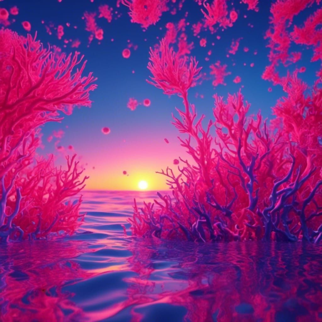 Vaporwave Coral Reef Sunset in Australia