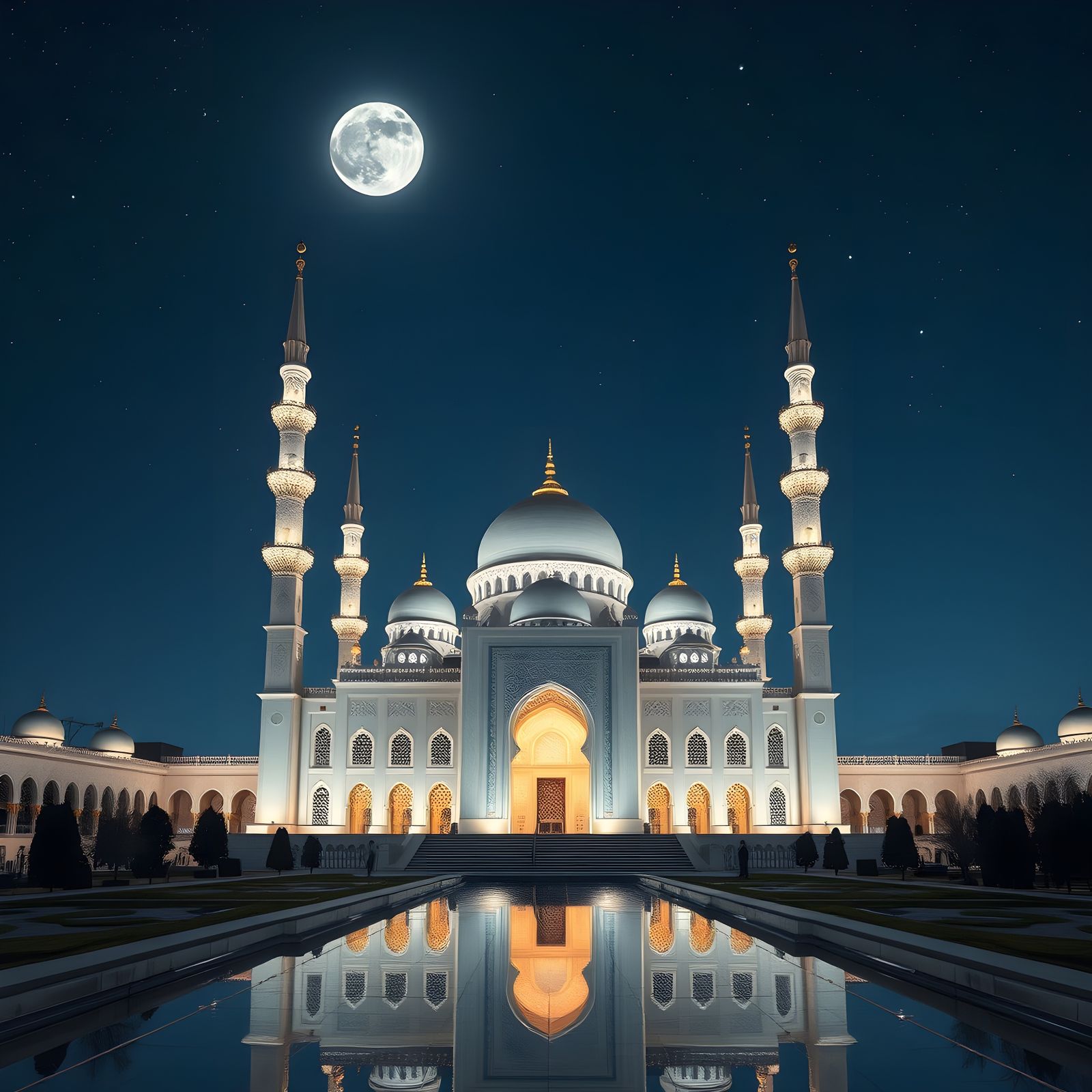 Majestic Mosque Under a Starlit Sky