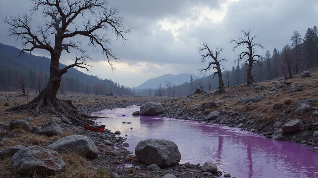 Desolate Toxic Landscape in Surreal Style
