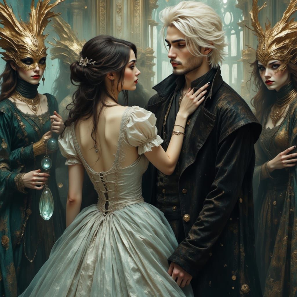 Dreamlike Ballroom Scene with Sarah and Jareth