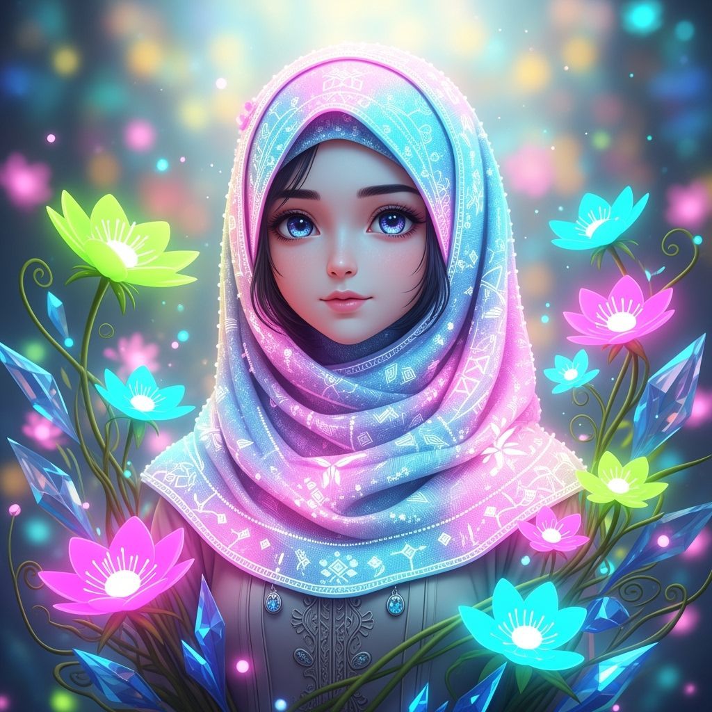 Futuristic Anime Portrait of a Muslim Girl