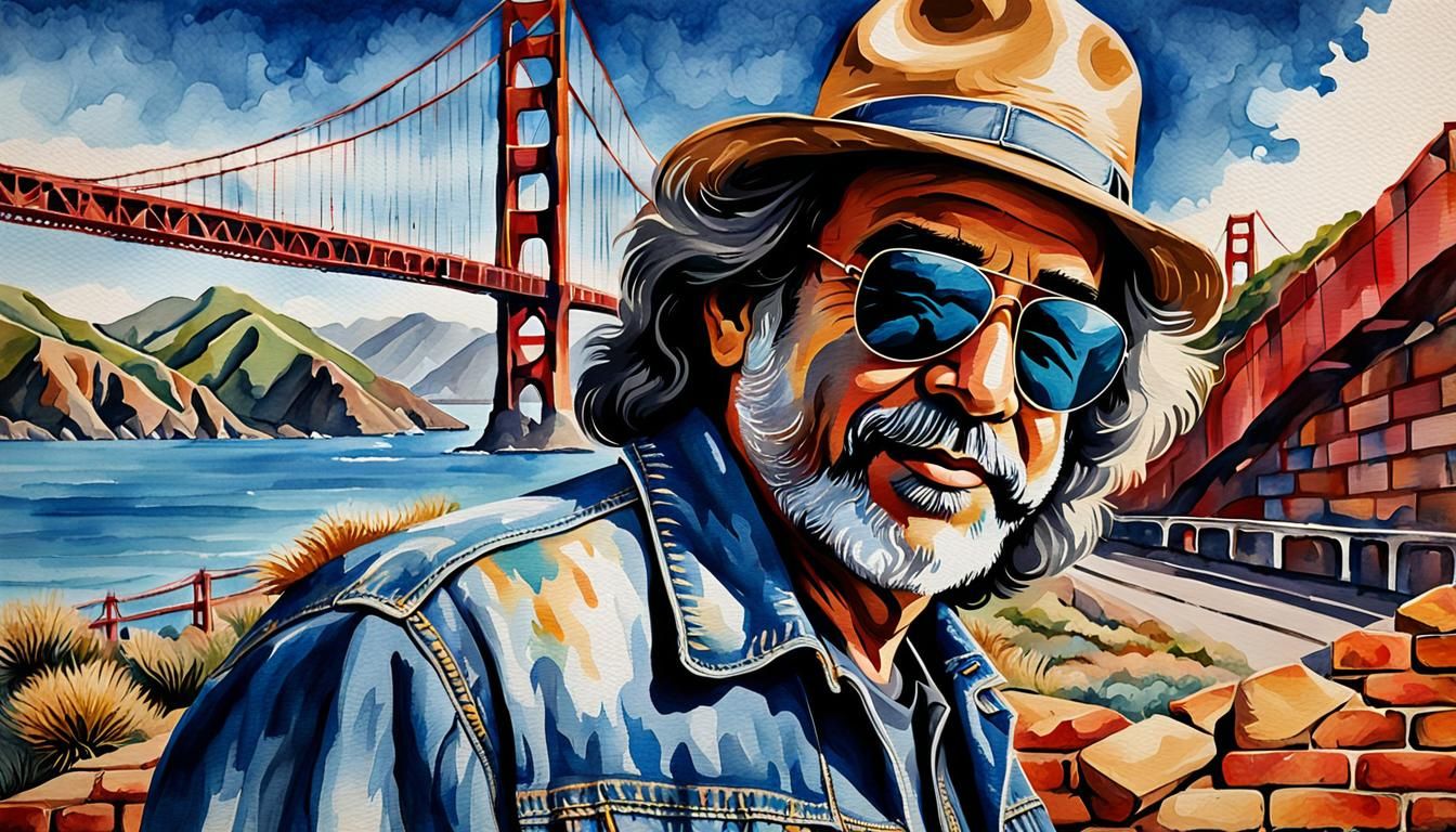 Jerry Garcia Pop Art Mural on Brick Wall