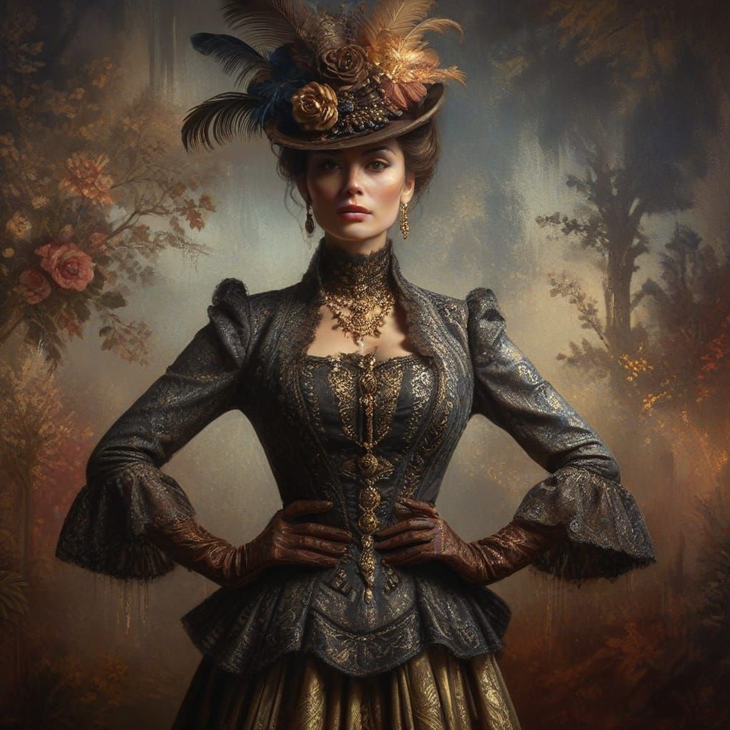 Confident Lady in Elegant Old West Attire