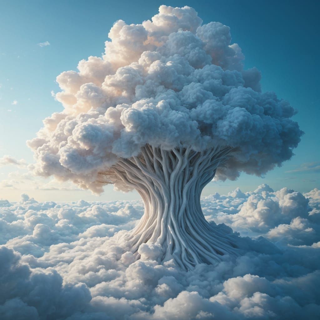 Magical Cloud Tree: A Surreal Photorealistic Masterpiece