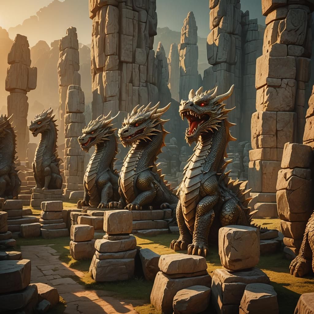 Epic Dragon Pillars in Golden Sunset Light