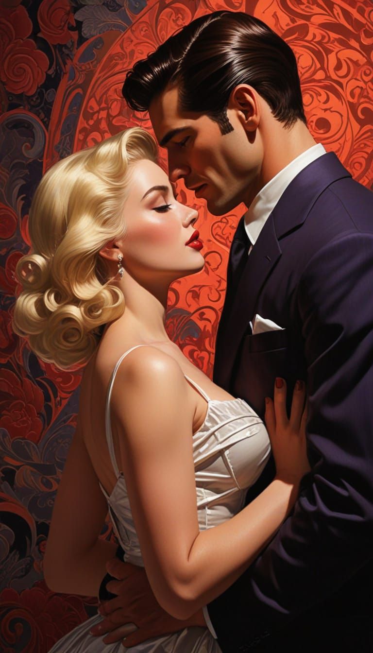 Intimate Romance Novel Scene with Blonde and Man