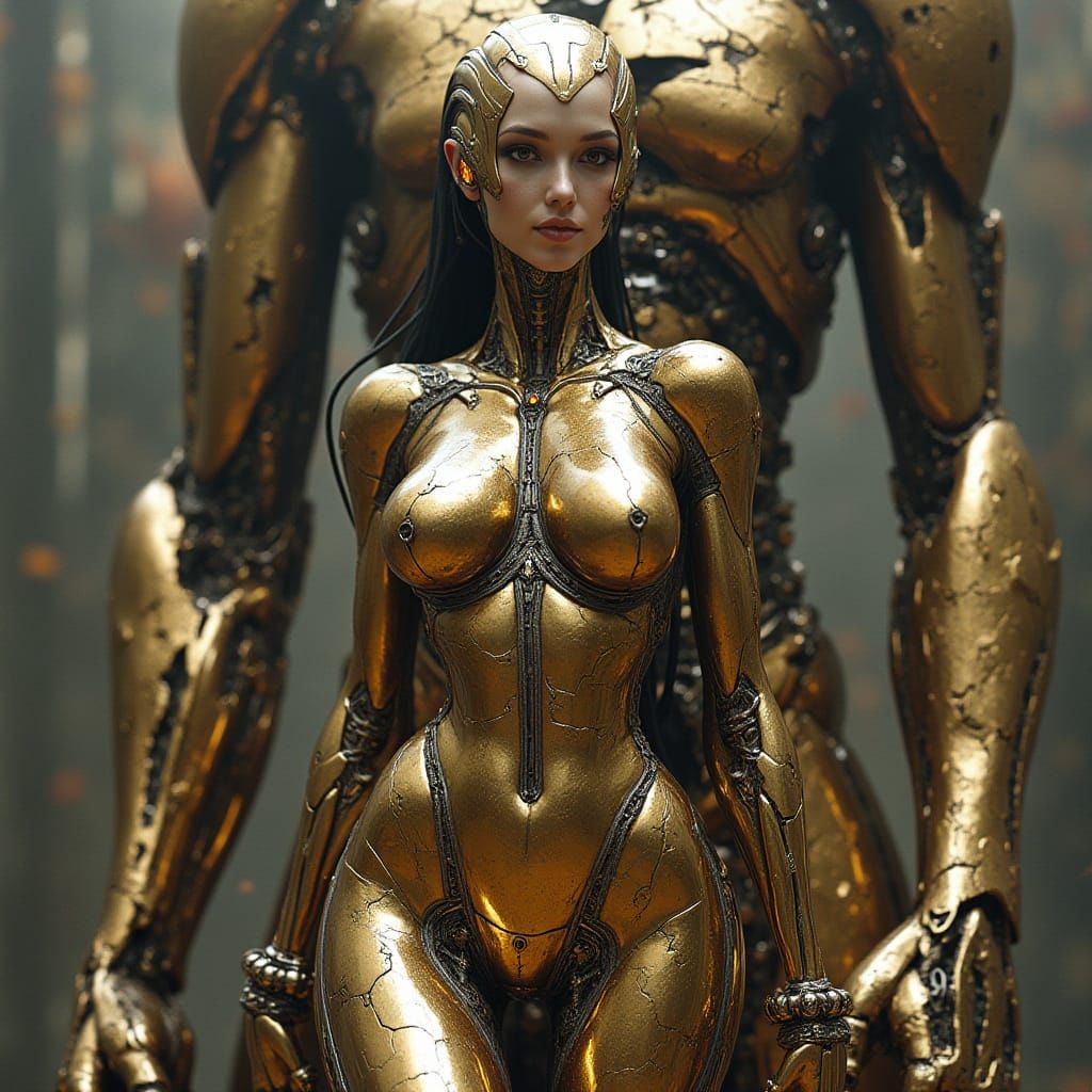 Cyberpunk Femme Fatale in Chrome and Steel